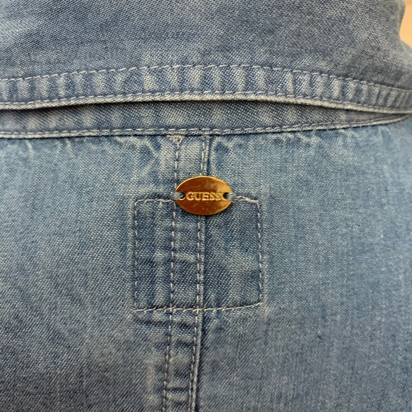 GUESS |  Button Down Cold Shoulder Chambray Dress - Picture 4 of 7